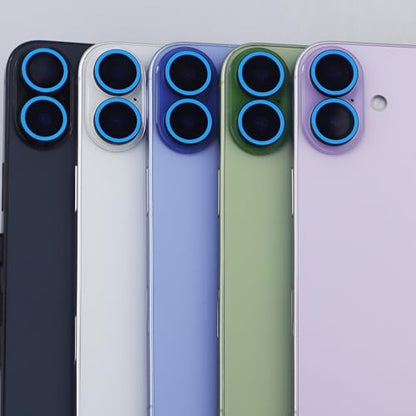 Luminous Camera Lens Protector for iPhone 17 Metal Ring Tempered Glass Glow in The Dark Lens Cover (2PCS) (Blue, for iPhone 17) - color: Blue