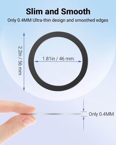 KALAPOP for Magsafe Ring - 10 PCS, Ultra-Thin(0.4mm) Magsafe Sticker, Compatible with iPhone 17/Air/16/15/14/13/12 Series, Samsung Galaxy, Google Pixel Series Black - color: Black-10pcs