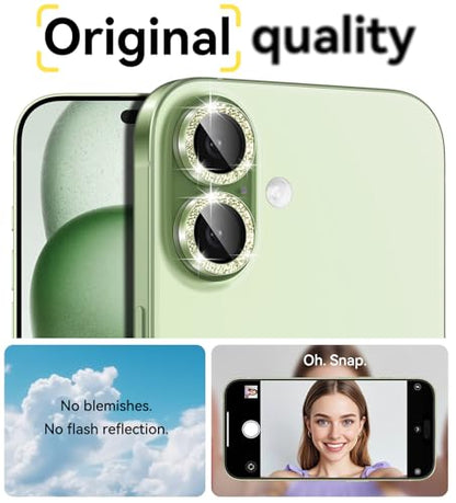 Matekxy for iPhone 17 Camera Lens Protector Glitter Individual Cover - color: Sage