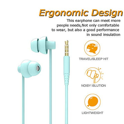 MAXROCK (TM Total Soft Silicon Headphones with Mic Sleep Travel Choice for Cellphones Tablets and 3.5mm Jack (Light Green) - color: Light Green