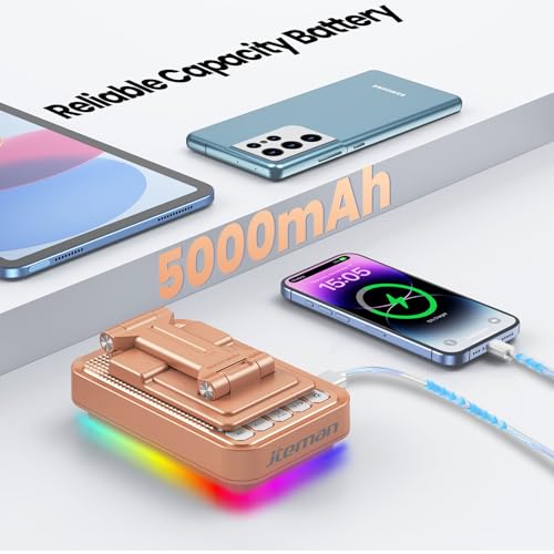 JTEMAN Gifts for Men Women Phone Stand Bluetooth Speaker with Light and Charging Function, 360 Rotating Phone Holder Cool Tech Mom Dad Gifts Husband Unique Birthday Gift Ideas - Rose Gold - color: Rose Gold