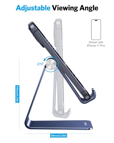OMOTON C2 Adjustable Cell Phone Stand with Charging Cutout, Navy Blue - color: Navy Blue