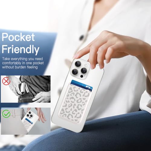 Compatible with MagSafe Wallet, Cute Cheetah Print Pattern, White - color: White Cheetah Print