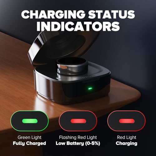 Wireless Charging Case Compatible with Ou-ra Ring Gen 4 Charger, 600mAh Portable Travel Ring Charger Fast Charging Dock with USB-C Cable (Size 10-Black)