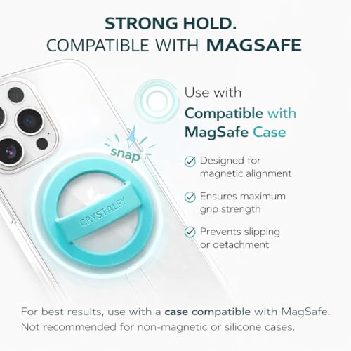 Grips by CRYSTALFY Magnetic Silicone Ring Grip Phone Holder, Rotating Finger Loop Ring Grip Holder, Soft and Portable, Strong Magnetic Attraction, Compatible with Magsafe Phone Case (Purple Sparkle) - color: Purple Sparkle