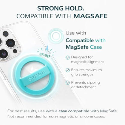Grips by CRYSTALFYMagnetic Silicone Ring Grip Phone Holder, Rotating Finger Loop Ring Grip Holder, Soft and Portable, Strong Magnetic Attraction, Compatible with Magsafe Phone Case (Blue) - color: Blue
