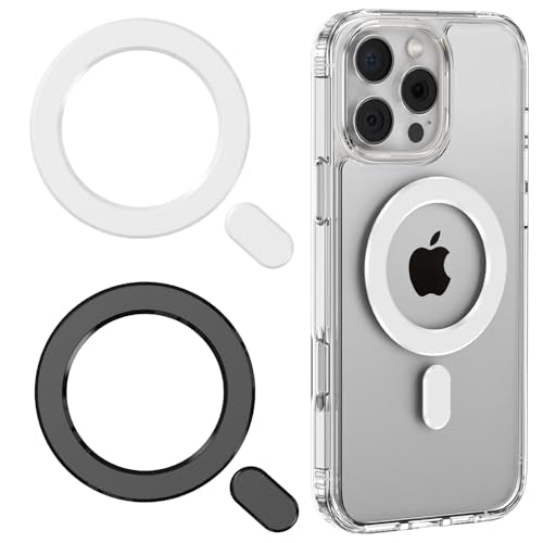 Universal MagSafe Ring, 2 PCS Magnet Sticker Magnetic Adapter Ring - color: Black White