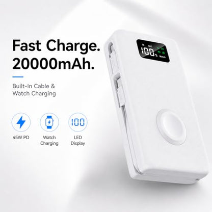 pzoz 20000mAh Portable Charger with Apple Watch Charger, 45W PD Power Bank