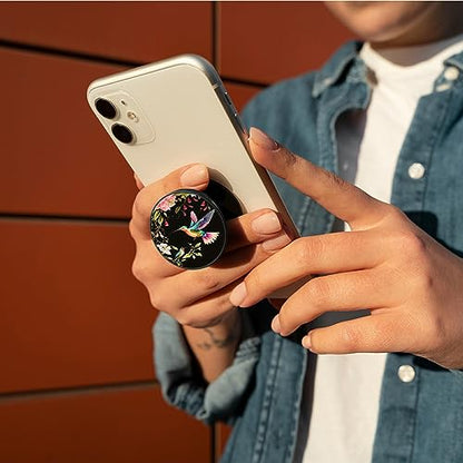 2 Pack Cell Phone Grip with Expanding Kickstand, Flower Hummingbird - color: Flower Hummingbird