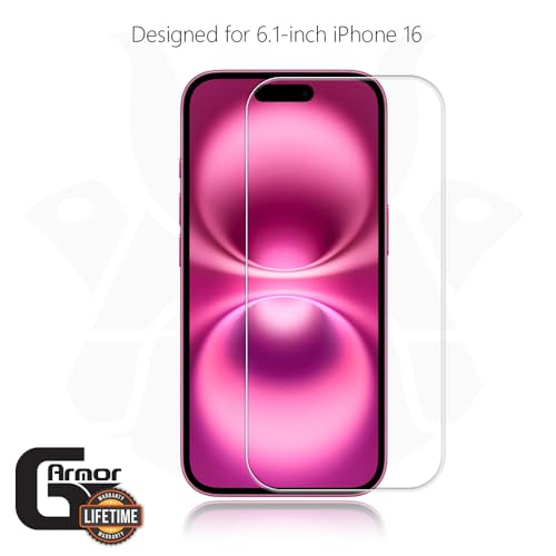 2 Pack Glass Screen Protector for iPhone 16 | 9H Premium Tempered Glass, Lifetime Replacement, Ultra Clear, Scratch Resistant, Phone Case Compatible, Screen Saver - size: Apple iPhone 16