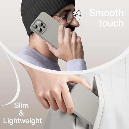 JETech Silicone Case for iPhone 16 Pro, Natural Titanium | Silky Soft Touch, Shockproof Protection, Scratch Resistant, Microfiber Lining - color: Natural Titanium, size: iPhone 16 Pro