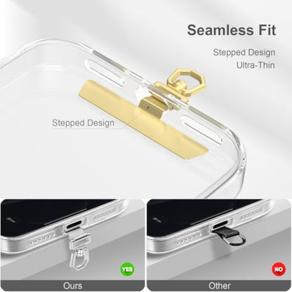 6PK 360°Rotate Phone Tether Tab &Stainless Steel Phone Lanyard Tab
