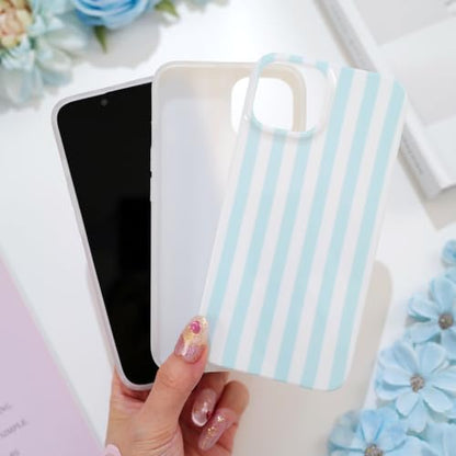 Striped case for iPhone 13/14 Purple/White | Aesthetic Striped，Full Protection Soft TPU，will not peel, fade or rub off ，Kawaii Cute Phone Case for Women Girls - color: Imd Striped Purple/White