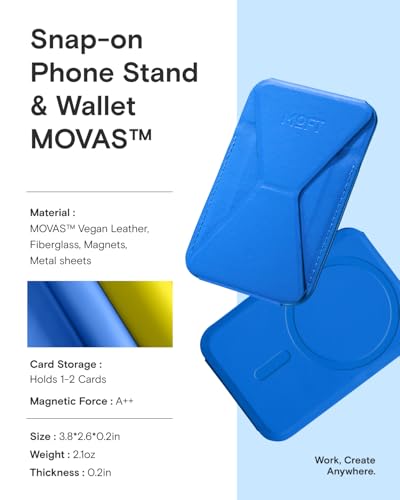 MOFT Magnetic Wallet Stand Compatible with iPhone 17/16/15/14/13/12 Series, Angle Adjustment & Magsafe Compatible MOVAS Phone Stand,Sapphire - color: Sapphire, size: Standard