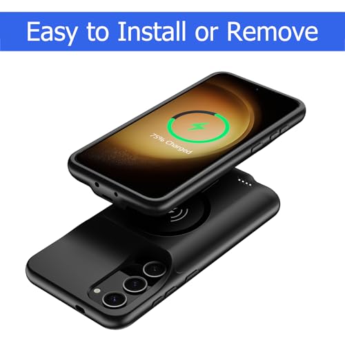 Battery Case for Galaxy S23, [10000mAh] Slim Rechargeable Smart Extended Charging Case Compatible with Galaxy S23(6.1 inch) Backup Power Battery Pack Charger Cover-Black - size: Galaxy S23