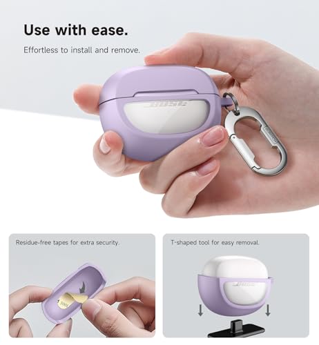 SURITCH Case Cover for Bose Ultra Open Earbuds(2024), Shockproof Protective Cover for Bose Ultra Open Wireless Ear Earbuds Charging Case Accessories with Carabiner, Purple - color: Purple