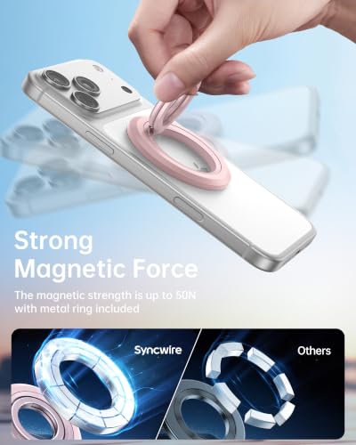 SYNCWIRE Magnetic Phone Ring Holder, for MagSafe Phone Grip Stand Kickstand - color: Light Pink