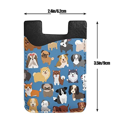 Dog Pattern Phone Credit Card Holders Sleeve Adhesive Wallet Compatible with Most Back of Phones - color: Dog Pattern
