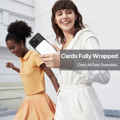 Magnetic Phone Wallet Card Holder for Magsafe Wallet, for iPhone 17/16/15/14/13/12 Series, RFID Blocking, 5 Slots Fit 7 Cards, ID Window, Luxury Leather Mag Safe Wallet for Women Men, White - color: Glossy White