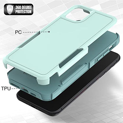 Jeylly for iPhone 11 Case, for iPhone 11 Case [3 in 1] Shockproof TPU Hard Back Hybrid Design and [2 x Tempered Glass Screen Protector], Military Grade Drop Proof Full Body Protective Cover, Turquoise | for iPhone 11 Case Military Grade Drop Proof Full Bo