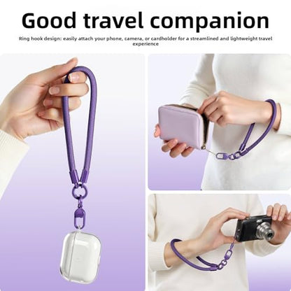 Phone Wrist Strap Lanyard Hand Wristlet with 360° Rotating Clip Stainless Steel Tether Buckle Finger Grip Strong Durable Anti-Tangle Universal for iPhone Camera Keychain Travel Dark Black - color: Dark Black