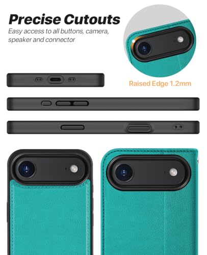 OCASE for iPhone Air Detachable Wallet Case with Card Holder, 2 in 1 PU Leather Flip Folio with RFID Blocking Stand Wrist Strap Shockproof Phone Cover 6.5 Inch 2025, Blue Green - color: Blue Green, size: iPhone Air