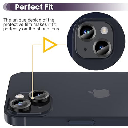 Suoman for iPhone 14 6.1 inch/iPhone 14 Plus 6.7 inch Camera Lens Protector, 9H Tempered Glass Film, [Does not Affect Night Shots] Metal Lens Protective Cover - Black - color: Black