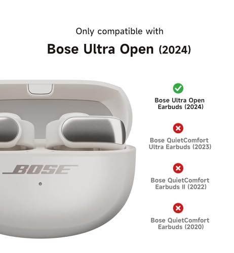 SURITCH Case Cover for Bose Ultra Open Earbuds(2024), Shockproof Protective Cover for Bose Ultra Open Wireless Ear Earbuds Charging Case Accessories with Carabiner, White - color: White