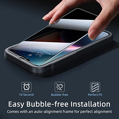ruwa Privacy Screen Protector for iPhone 13/13 Pro/14/16e [2-Pack][6.1 Inch] Display Tempered Glass Film with Easy Installation Frame, Ultra HD, 9H Hardness, Scratch Resistant, Case Friendly - size: for iPhone 13/13 Pro/14/16e-6.1 inch 2-Pack