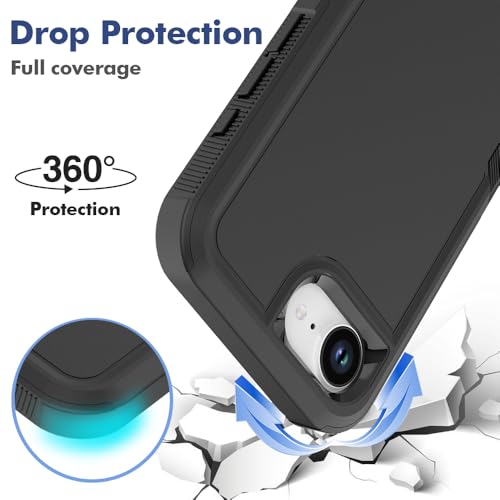 Heavy‑Duty Rugged Anti‑Drop Shockproof Protective Phone Case for iPhone 17e & iPhone 16e, Durable Protective Shell, Black - color: Black, size: iPhone 17e/16e