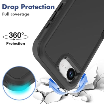Heavy‑Duty Rugged Anti‑Drop Shockproof Protective Phone Case for iPhone 17e & iPhone 16e, Durable Protective Shell, Black - color: Black, size: iPhone 17e/16e