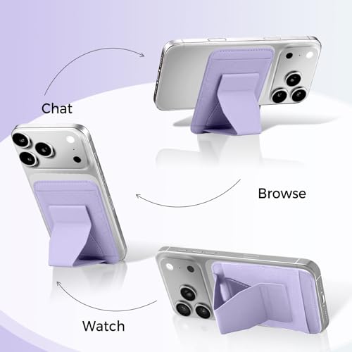 for MagSafe Wallet with Stand Grip, 5 Card Holder for iPhone - color: Lavender