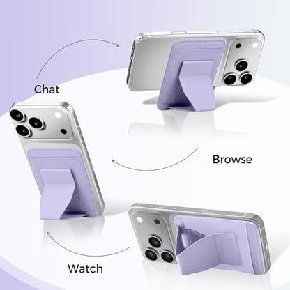 for MagSafe Wallet with Stand Grip, 5 Card Holder for iPhone - color: Lavender