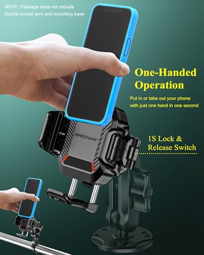 BRCOVAN 1'' Ball Phone Mount Holder with Vibration Dampener, 1s Locking