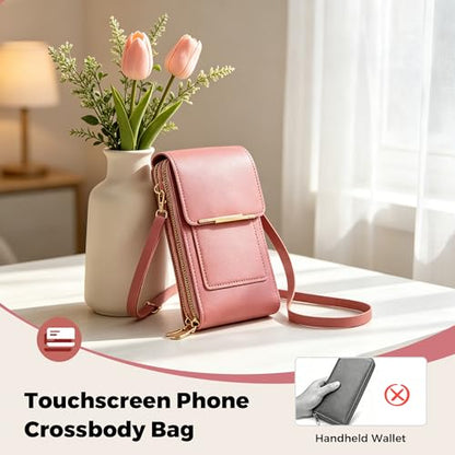 Small Touchscreen Phone Crossbody Bag for Women – Anti-Theft, RFID Blocking, Waterproof Leather Messenger Purse - color: Green