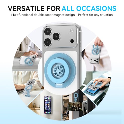 Magnetic Phone Ring Grip for MagSafe Compatible with iPhone 17/16/15 (Blue) - color: Blue