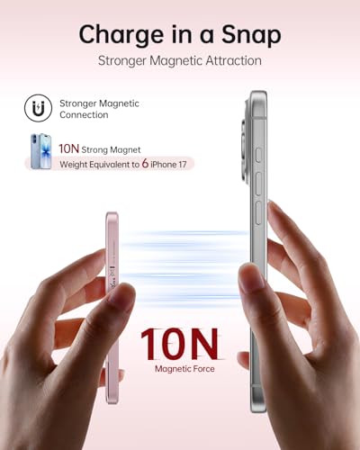 iWALK Magsafe Portable Charger 5,000mAh, Ultra-Slim Magnetic Wireless Power Bank with LED Display, PD 20W USB-C Fast Charging Battery Pack, Compatible with iPhone 17/17 Pro/16/15/14/13 Series, Pink - color: Pink