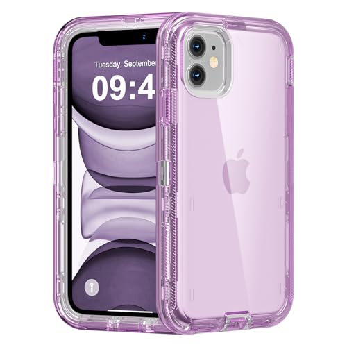 Follaroma for iPhone 11 Case, 6.1 inch, Crystal Purple | Heavy Duty Shockproof Protection Phone Cases, Anti-Drop, Military Grade Dual Layer Transparent Rugged Protective Cover - color: Purple, size: iPhone 11 6.1’