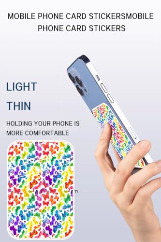 Dual Pocket Leather Phone Wallet Adhesive Stick On, Cute Credit Card Holder for Case, Compatible with Most Phones - Cute Colorful Butterfly - color: Cute Colorful Butterfly