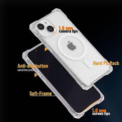 Magnetic Case for iPhone 16 Pro Max, Compatible with MagSafe, Clear Strong Magnetic Soft Frame PC Back Shockproof Protective Case Cover with Detachable Lanyard,Clear - color: Clear, size: iPhone 16 Pro Max