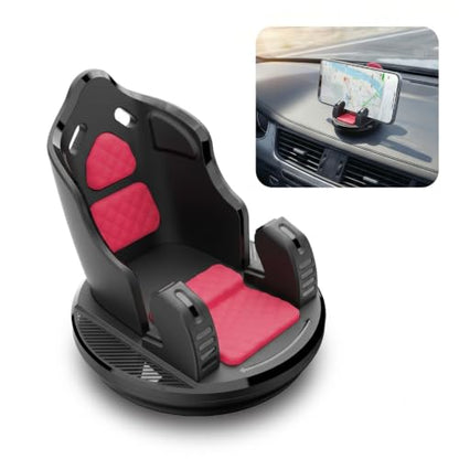 Car Phone Holder, Car Dashboard Phone Mount with Silicone Pad Mat, Slip Free Desk Phone Stand, Universal for Most Smartphones,GPS Devices and More (Red) - color: Red&Black