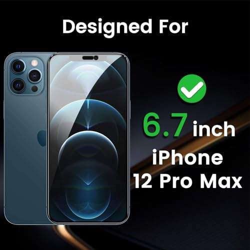 Romkasi 3 Pack Privacy Screen Protector for iPhone 12 Pro Max 6.7 Inch with 3 Pack Camera Lens Protector, Anti Spy Tempered Glass Film, Anti-Scratch, Touch Sensitive, Case Friendly - color: iPhone 12 Pro Max