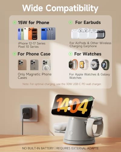 4‑in‑1 Wireless Charging Station with Night Light, for Apple & Samsung