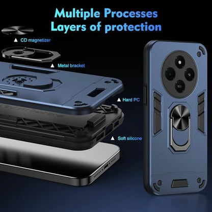 Compatible with Xiaomi Redmi A4/Poco C75/Redmi A3 Pro/14C 4G Phone Case Cover Built-in Stand Shockproof and Drop-Proof [with Tempered Glass Screen Protector] Blue - color: HY-GZS-blue, size: Xiaomi Redmi A4/Poco C75/Redmi A3 Pro/14C 4G