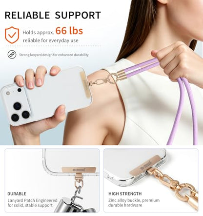 memumi Anti-Theft Phone Lanyard Crossbody for iPhone & Android, 3-in-1 Neck & Wrist Strap, 66 lbs Pull-Tested, Universal Phone Strap for Travel, Concerts & Girls, Lavender Purple - color: Lavender Purple