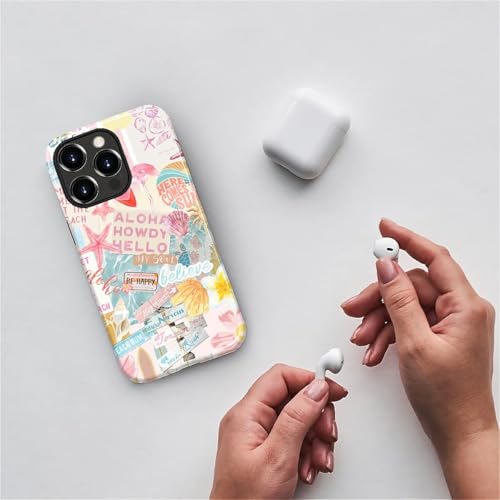 Case Compatible with iPhone 14 Pro, Cute Dual Layer Hybrid Phone Cover, Military Grade Drop Protection, Aesthetic Shockproof Phone Case for Women Girls, Pastel Pink Summer Collage - color: Pastel Pink Summer Collage, size: Iphone 14 Pro