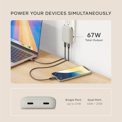 Satechi OntheGo 67W Wall Charger, GaN USB-C Fast Charging, PD 3.0+PPS, Sand - color: Sand