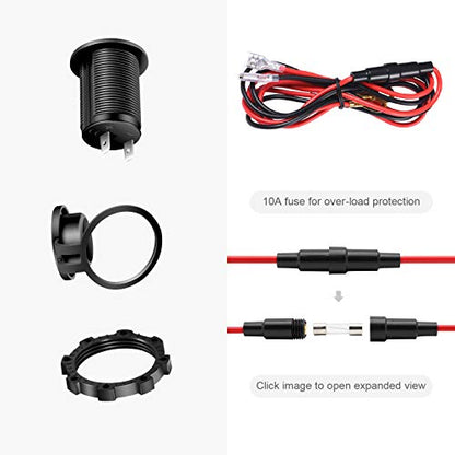 12V Cigarette Lighter Socket, 2 Pack Car Marine Motorcycle ATV RV Lighter Power Outlet Socket Replacement 12 Volt Waterproof Plug(Purple) - color: Purple