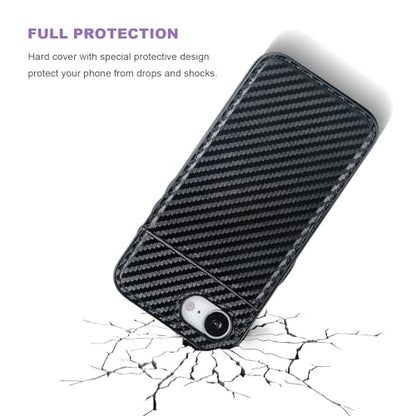 KIHUWEY for iPhone 17e/16e Wallet Case Card Holder Kickstand, Carbon Black | Credit Card Slots, PU Leather, Magnetic Clasp, Flip Heavy Duty Protection Cover for Men and Women - color: Carbon Black