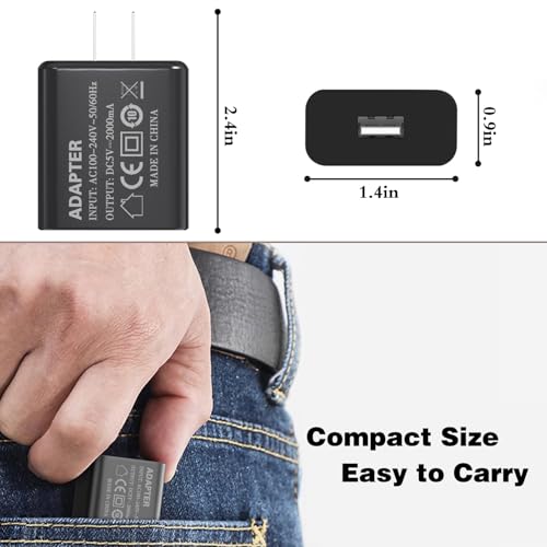 5V 2A USB Wall Charger 10W Power Adapter 5 Volt 2amp USB Brick Charging Block USB A Cube Plug for Wall Outlet 5V2A Power Head for Small Appliances Table Lamps/Kids Electric Toys/Watch/Phone/USB Fan - color: 5v2a black